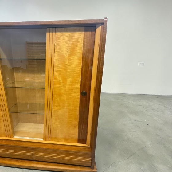 Image 1 of Exclusieve Duitse vintage barkast/woonkamerkast uit de jaren 50, hout in Riva-bootstijl.