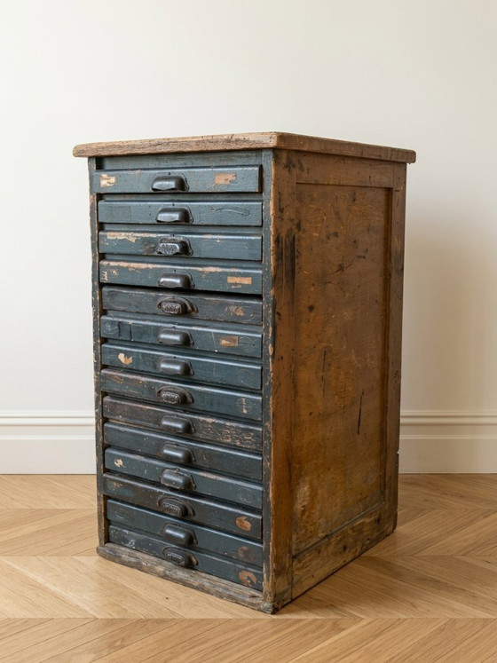 Image 1 of Antieke Italiaanse typografische archiefkast, jaren 1950