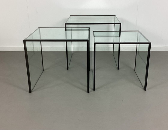 Image 1 of Set da tavola italiano Tonelli a 3 pezzi con design anni Ottanta in vetro.