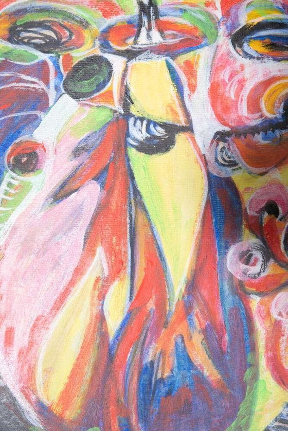 Image 1 of Deense kunst Fahrendorf, schilderij abstract kunstwerk