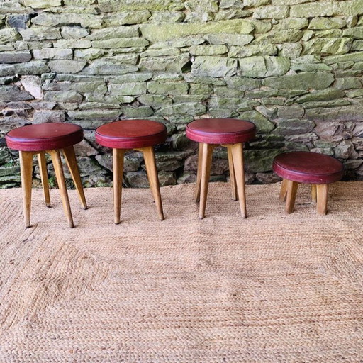 Set of 4 vintage stools from the 1960s