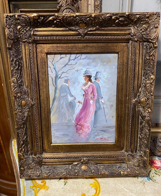 Ancient Painting of a Woman's Family from the 19th Century – Paintings & Drawings, Wood (photo 3 of 6)