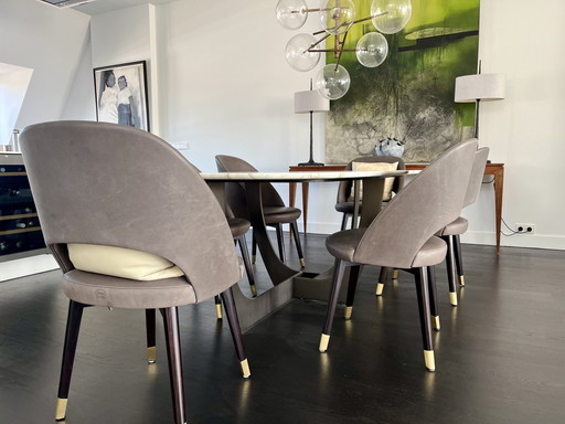 6 sedie da pranzo Colette in pelle Baxter