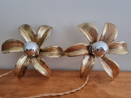 Lampes à fleurs Vintage Hollywood Regency par Massive