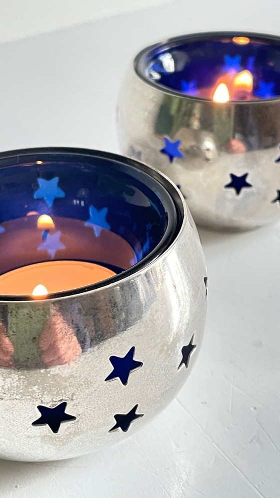 Image 1 of PHOTOPHORES Métal Argenté et Etoiles