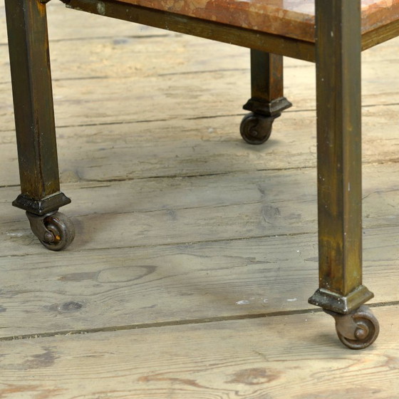 Image 1 of Französischer Beistelltisch aus Marmor und Messing, um 1920