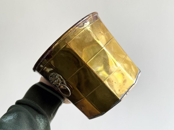 1x Vintage Messing Bloempot Met Leeuwenkoppen – Plantenbak, Brass (photo 10 of 10)