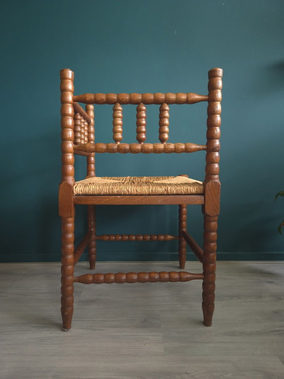 Vintage Bobbin corner chair | Wood/rattan | Rush seat, Dining chairs, Brown (photo 3 of 6)