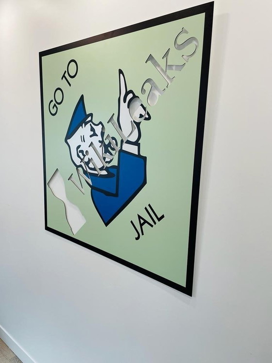 Image 1 of HARISSART - Monopoly, go to the Jail Wikileaks - Aluminum screen printing