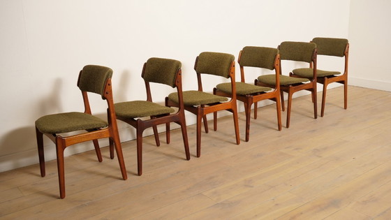 Image 1 of 6 x eetkamerstoelen | Erik Buch | Model 49 | Teak | Opnieuw gestoffeerd