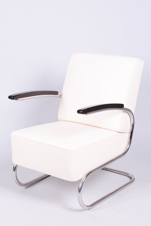 Gerestaureerde Bauhaus Fauteuil, van W. Gispen voor Mücke-Melder, Chroom, Tsjechisch, jaren 30