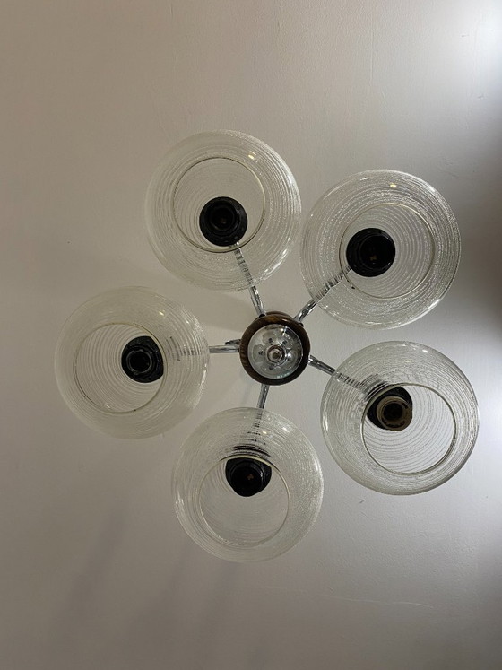 Vintage EMI Poljčane 5-Light Sputnik Chandelier, 1980s – Chrome, Glass (photo 13 of 16)