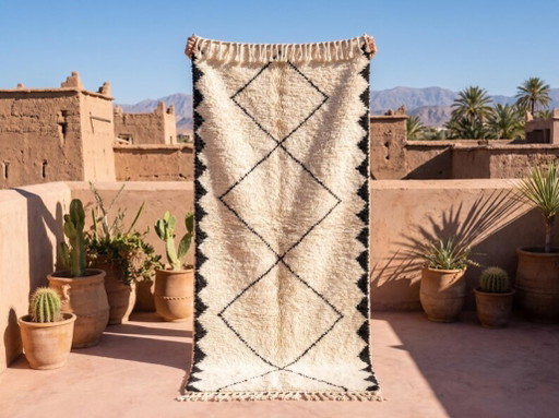 Tapis Marocain Berbère en Laine 250cmx100cm – vloerkleden en tapijten, Cotton