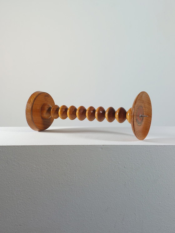 Image 1 of Vintage wooden mid-century candlestick, 1970s