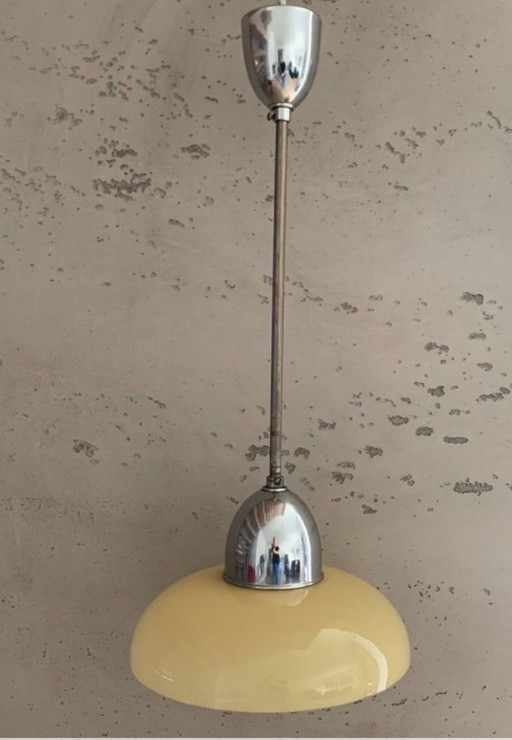 Bauhaus - Art Déco - Cristal opalino - Lámpara de diseño - Artículo raro -