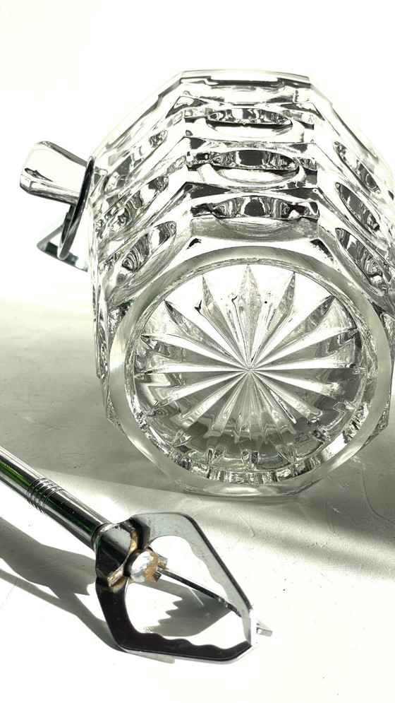 Image 1 of SEAU à Glace Cristal Ciselé et PINCE Vintage