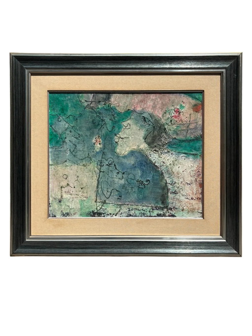 Oil on Canvas by Franco Rognoni, 'Lady with Suitors', 1974 – schilderijen tekeningen, Modern
