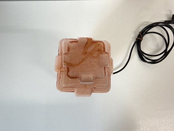 Image 1 of Antike rosa Art-Deco-Tischlampe aus Marmor, geschlossen
