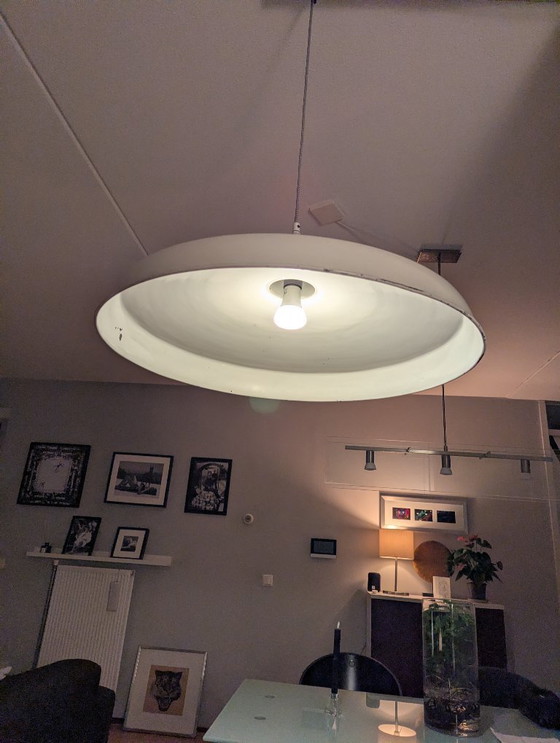 Image 1 of Vintage Industrial Enamel Pendant Lamp – Ø70cm (1950s/60s)