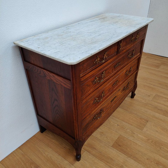 Image 1 of Vintage Antique sideboard, dresser, chest of drawers, bathroom vanity with marble top