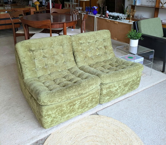 Vintage, Retro set di 2 divani modulari lounge. – Velluto (photo 7 of 13)