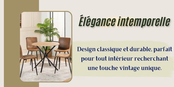 Image 1 of 4x Urban Meuble Manger Chaises Vintage Marron Suède Pied Noir
