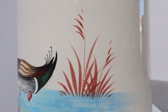 Image 1 of Mid-century ceramic umbrella stand with painted decorations, Italy 1950s