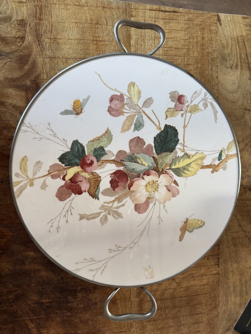 Beautiful Antique Art Nouveau Tray with Hand-Painted Floral Decoration – ca. 1910