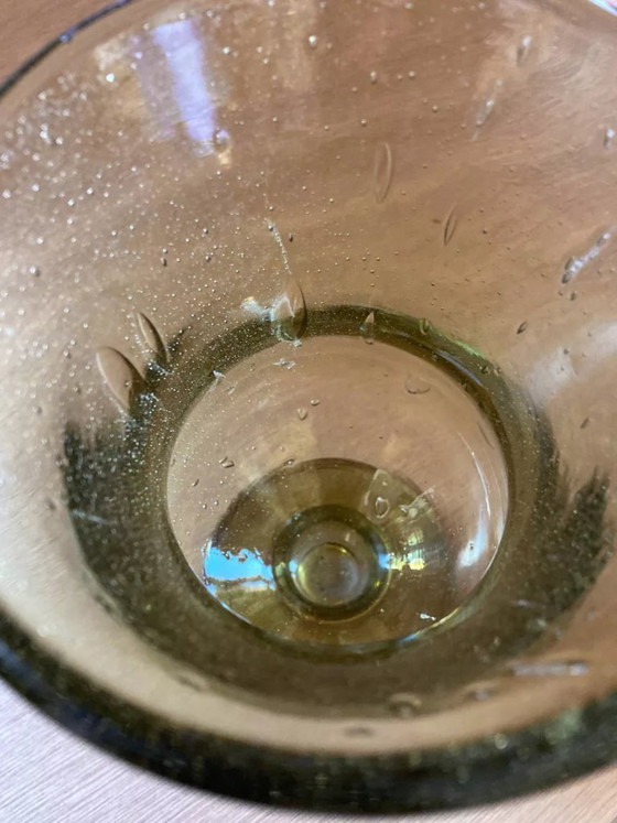 Image 1 of Vaso in vetro a bolle, stile Biot, verde muschio