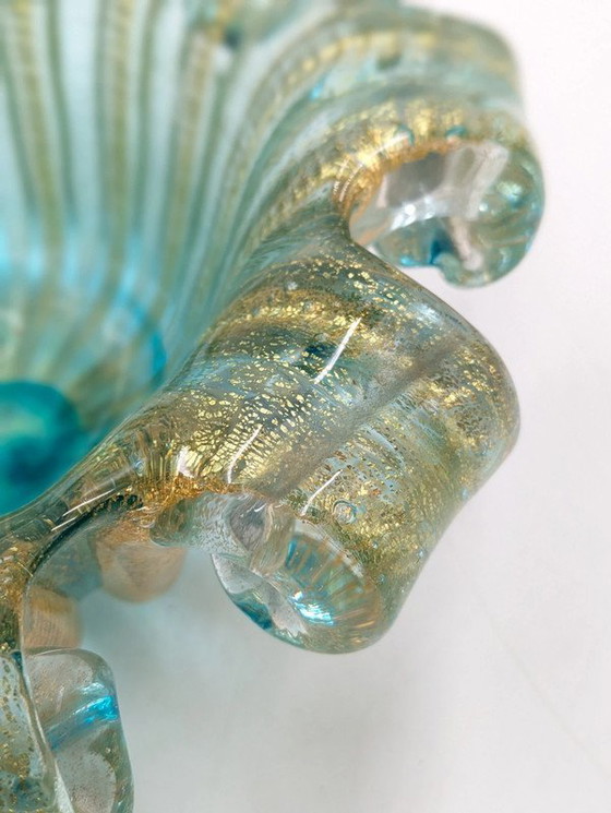 Image 1 of Attr. Barovier Murano glass - centerpiece with gold leaf inserts