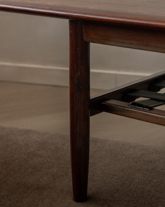 Image 1 of Vintage Rosewood Coffee Table With Leather Magazine Shelf by Topform, Mid-Century Dutch Design, 1960s