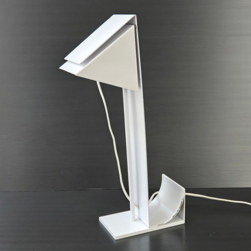 SUPERB VINTAGE LAMP 1970-1980 IN WHITE LACQUERED BENT METAL, 70S, 80S, 1980S DESIGN