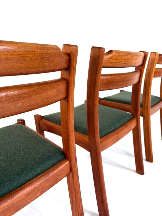 4x restored Dining chair, Dyrlund ‘70, Wood, Wool, Brown (photo 4 of 12)