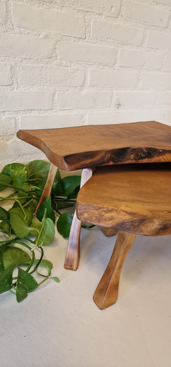 Image 1 of Vintage set nesting tables/ mimi set tree trunk tables