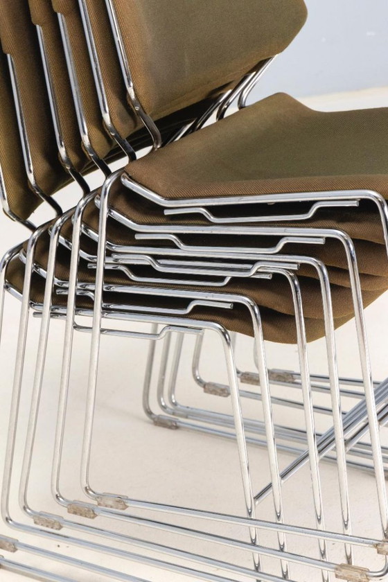 Image 1 of Set di 7 sedie impilabili Matrix, Thomas Tolleson, anni '70, USA