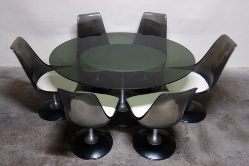 Chromcraft space age 70s table and 6-chair set