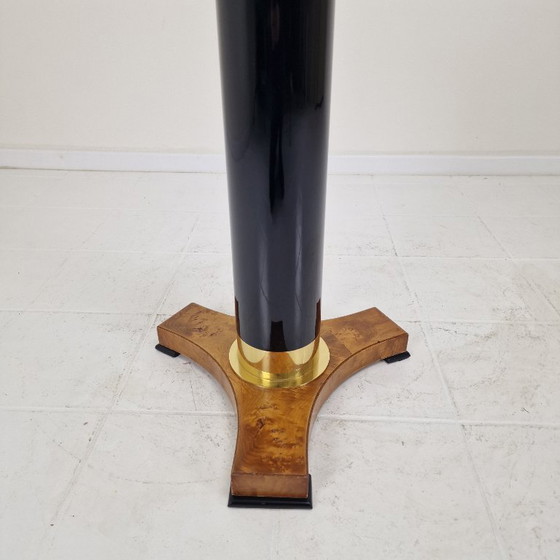 Image 1 of Tavolino postmoderno in vetro, ottone e legno, Germania, anni '80