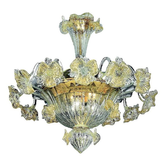 Image 1 of Venetian Floreal Gold Murano Glass Flush Mount