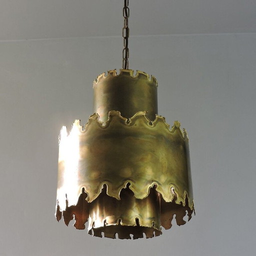 Lampada a sospensione vintage scandinava in ottone di Holm Sorensen