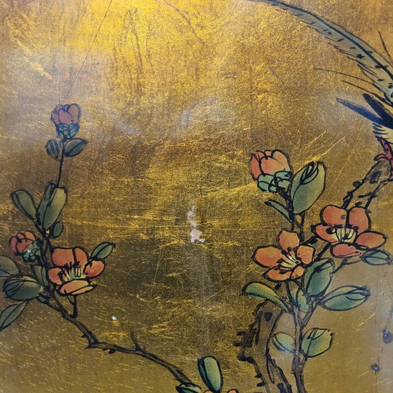 Armario chino antiguo con flores y pájaros en pan de oro / armario bohemio / armario oriental (photo 13 of 15)