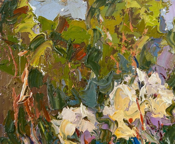 Image 1 of Original Oil Painting Summer Nature Landscape Thorns are blooming