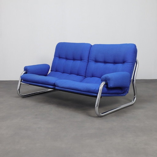 Chrome Tubular Frame Two-Seater Sofa, 1970s