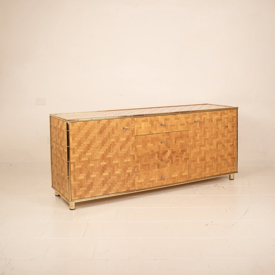 Image 1 of Credenza In Bamboo Pressato E Ottone 1975