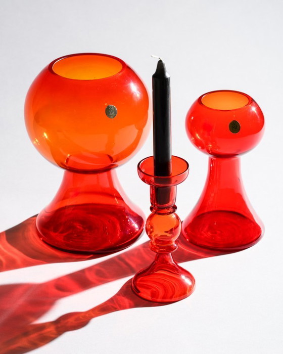 Image 1 of WMF Cari Zalloni Vaso in vetro Trio curato Design spaziale Stile futurista vintage