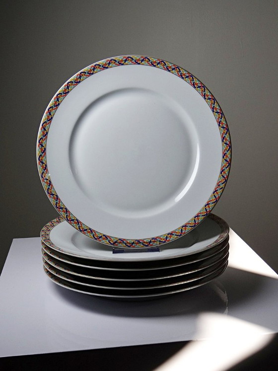 Image 1 of Set of 6 vintage Limoges porcelain dinner plates by CH. Field Haviland