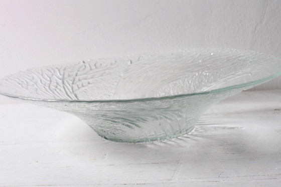 Image 1 of Mid-Century Finnish Glass Bowl / Large Forest Design Centerpiece