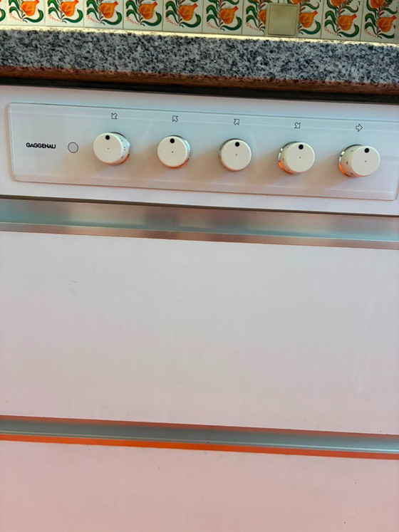 Cucina componibile vintage bianca con piano di lavoro in granito e Gaggenau, Miele, Neff (photo 7 of 11)