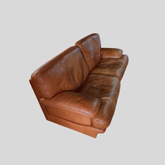 Image 1 of Canapé Formaflex vintage en cuir italien - 3 et 2 places, Cognac