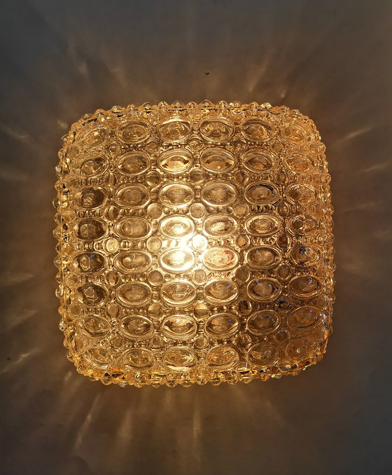 Image 1 of Original Mid Century Bubble Glas Wandlampe Limburg A670 Amber Bernstein Space Age 60er 70er Tynell-Ära