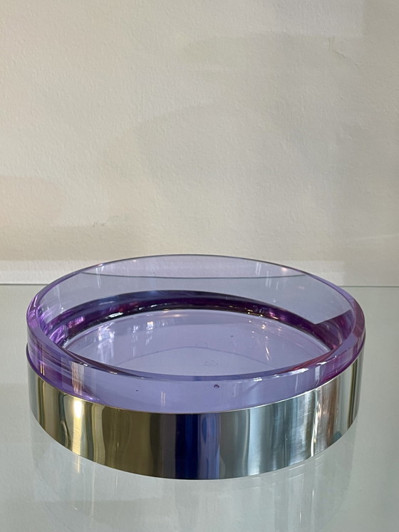 Image 1 of Vide Poche snackkom, serveerschaal, mondgeblazen van alexandrietglas